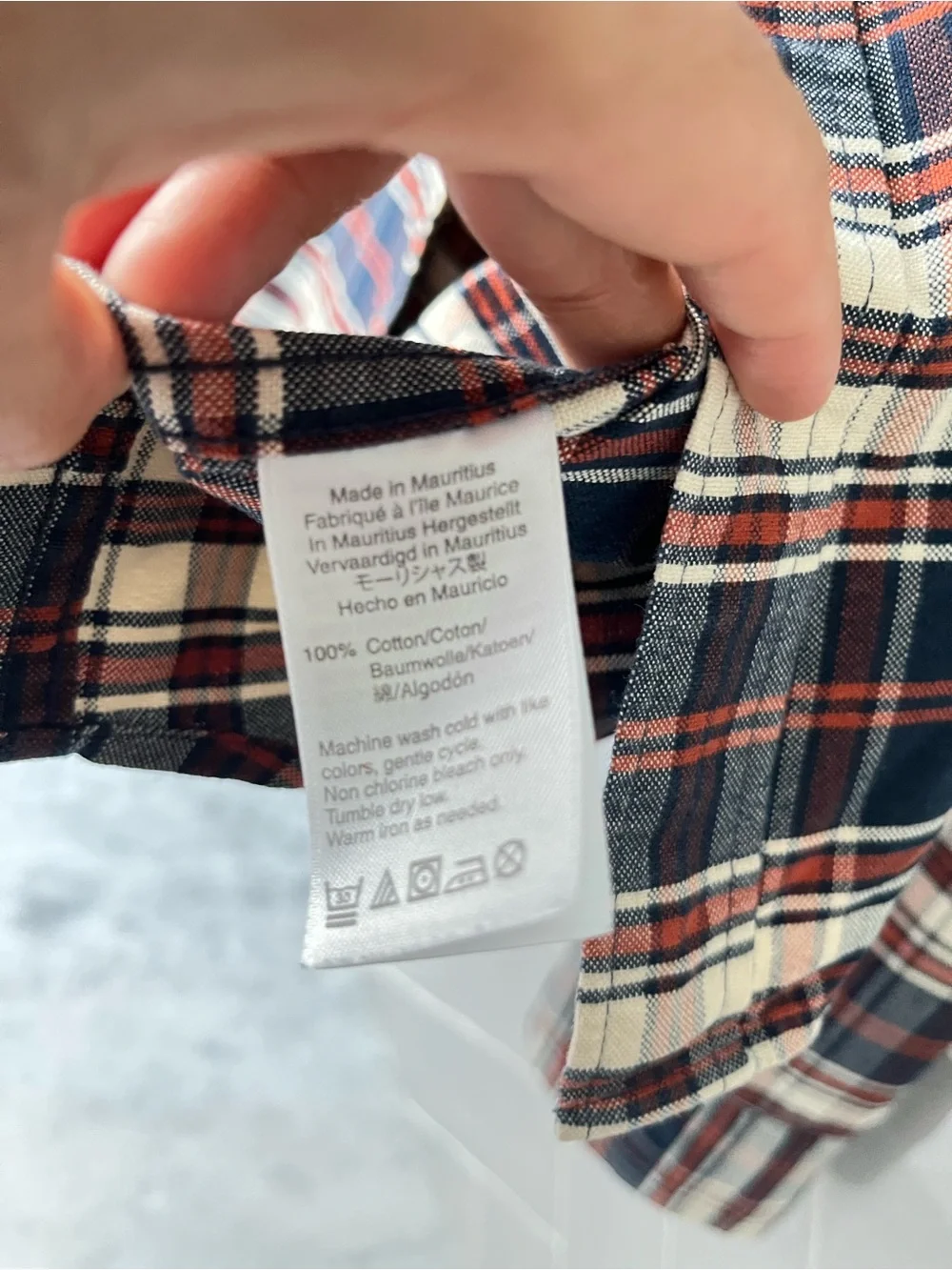 J. Crew Men's Plaid Button-Down Shirt - Navy, Cream & Red